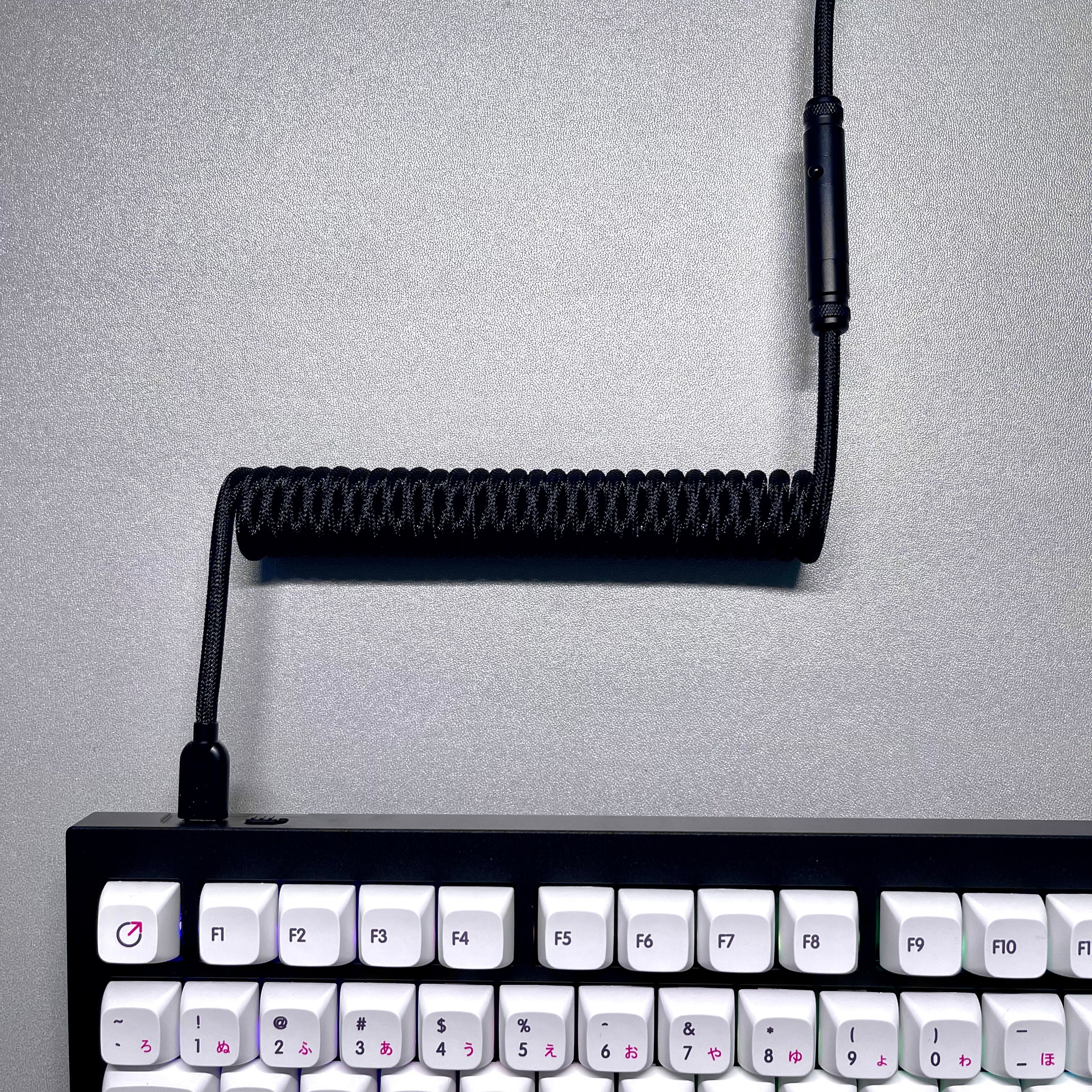 Triple Black Mini XLR Mechanical Keyboard Coiled Cable