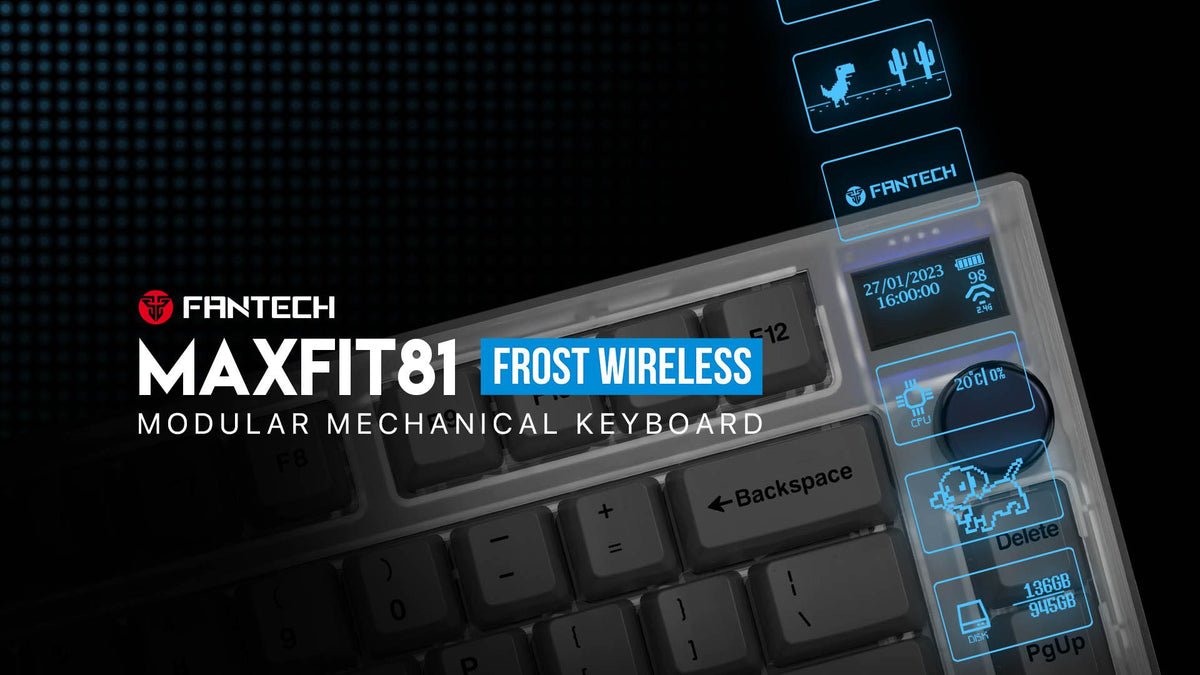 Fantech Maxfit81 Frost Black Custom Keyboard [OLED Screen & Knob] - CLS Tech | Fantech