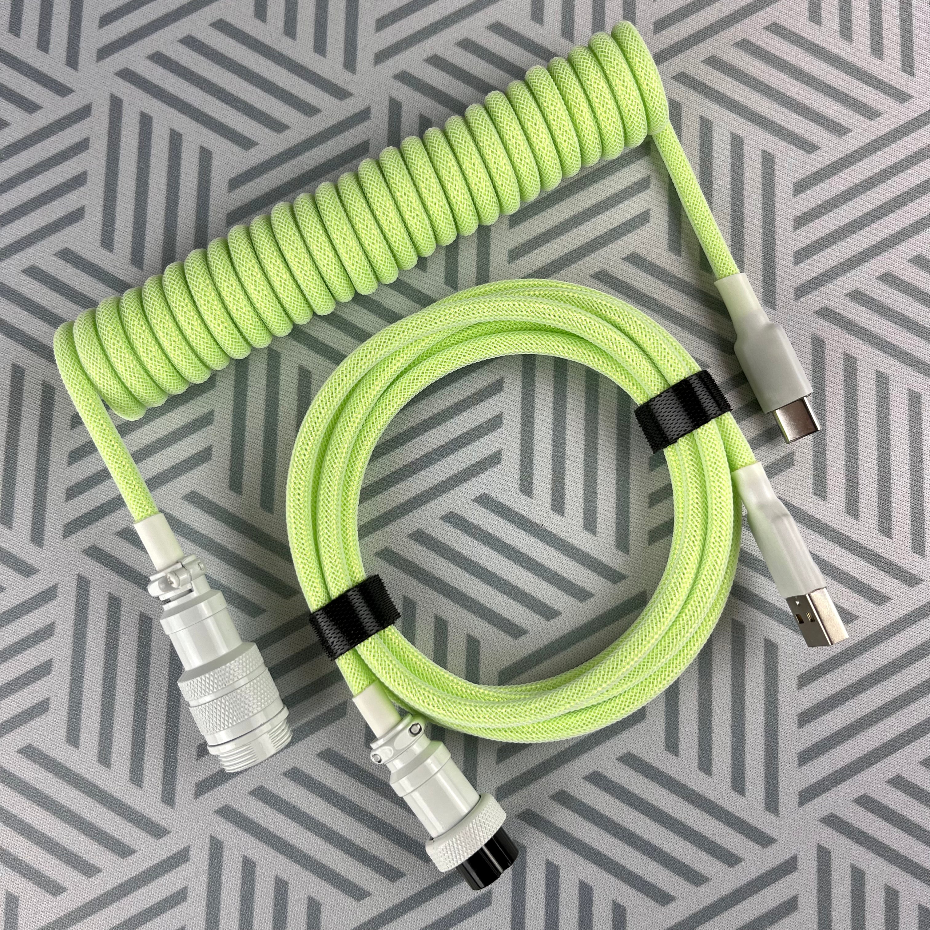 CUSTOM COILED CABLE GX16 -Just Green | CLS Tech | custom-coiled-cable-gx16-just-green | CUSTOM COILED CABLE