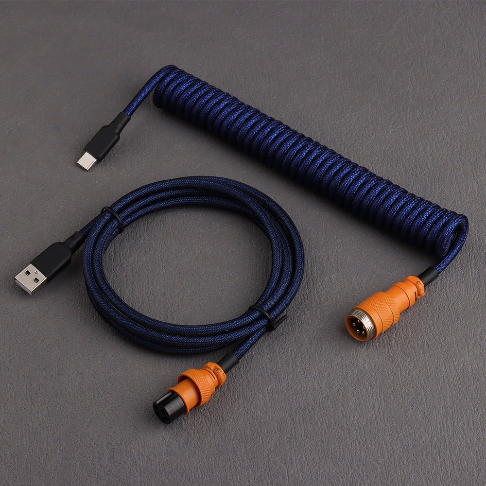 Navy Amber Custom Mechanical Coiled Cable GX16 - CLS Tech | CLS Tech