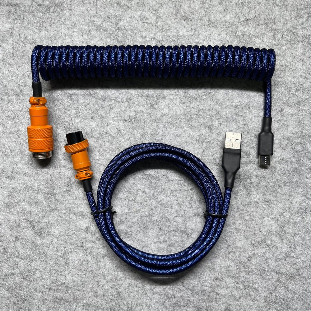 Navy Amber Custom Mechanical Coiled Cable GX16 - CLS Tech | CLS Tech