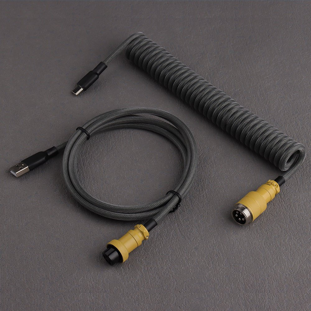 Slate Gray Custom Mechanical Coiled Cable GX16 - CLS Tech | CLS Tech
