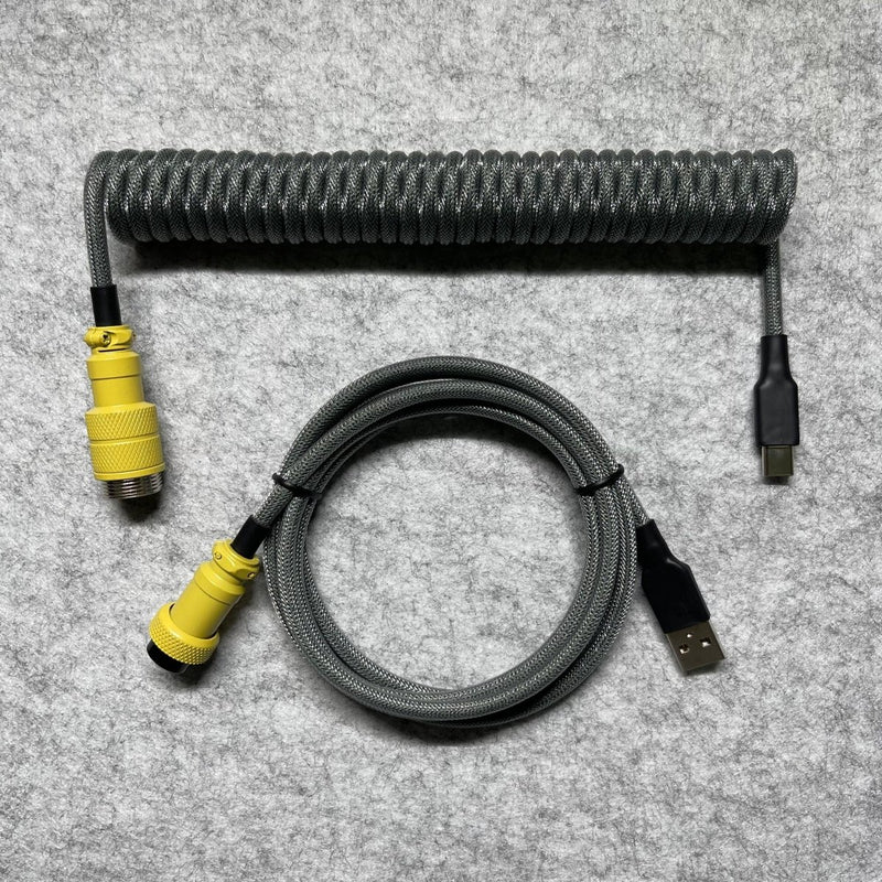 Slate Gray Custom Mechanical Coiled Cable GX16 - CLS Tech