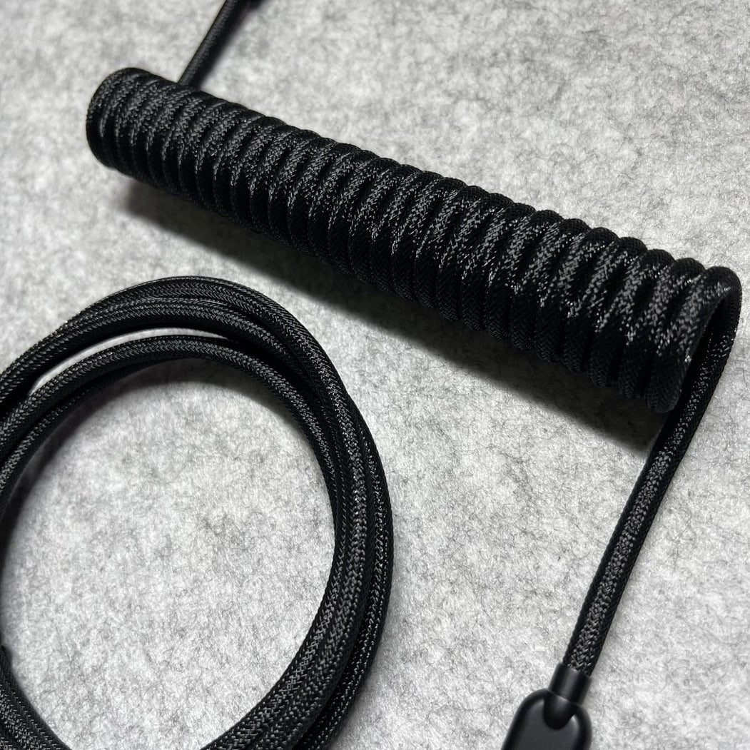Triple Black Mini XLR Mechanical Keyboard Coiled Cable - CLS Tech