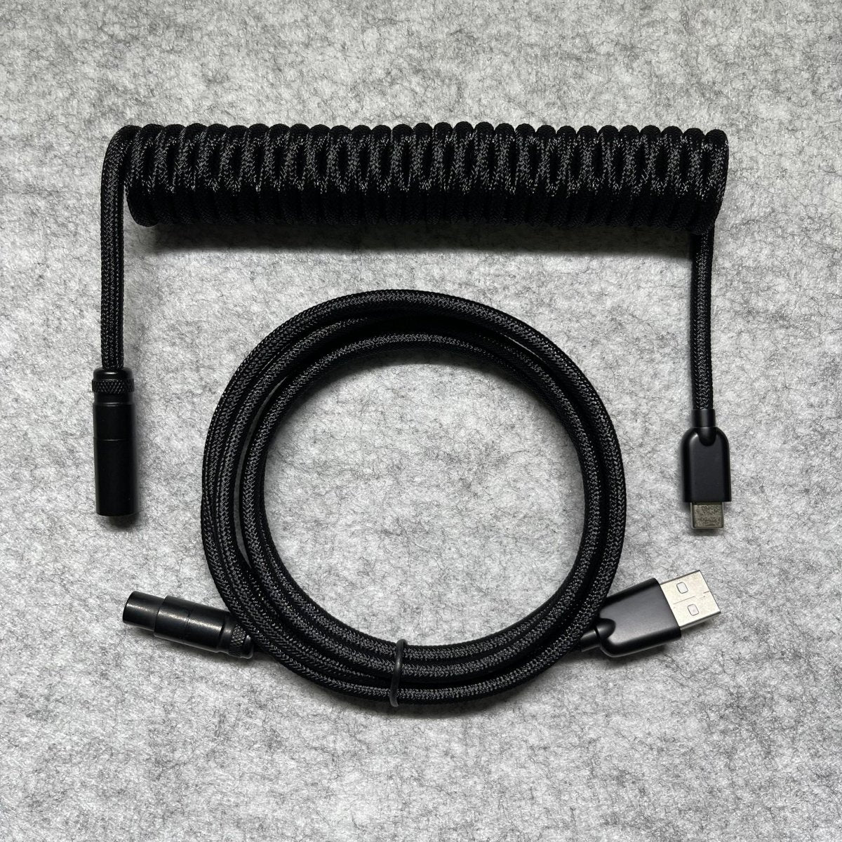Triple Black Mini XLR Mechanical Keyboard Coiled Cable - CLS Tech | CLS Tech