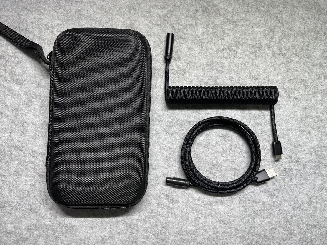 Triple Black Mini XLR Mechanical Keyboard Coiled Cable - CLS Tech